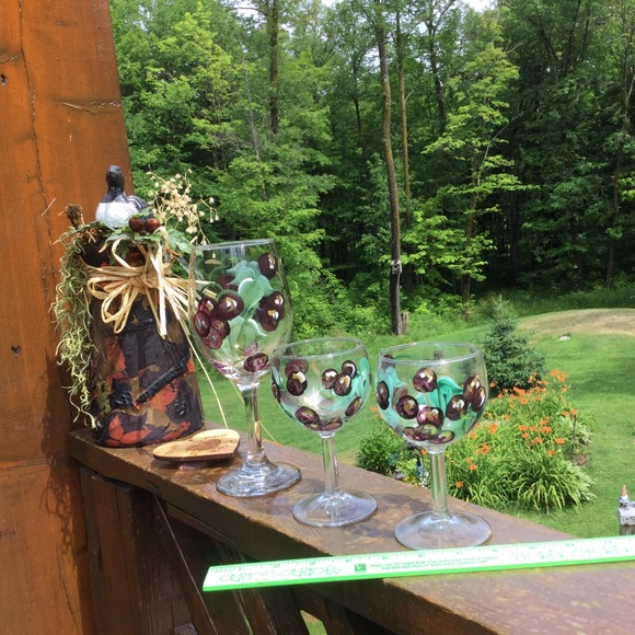 🦋  AMBER VINTAGE, Thumbprint GLASSES set of TWO - Picture 5 of 14